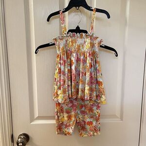 Angel Dear Paisley Floral Smocked Top and Shorts Set Bamboo Girls Size 4T NWT